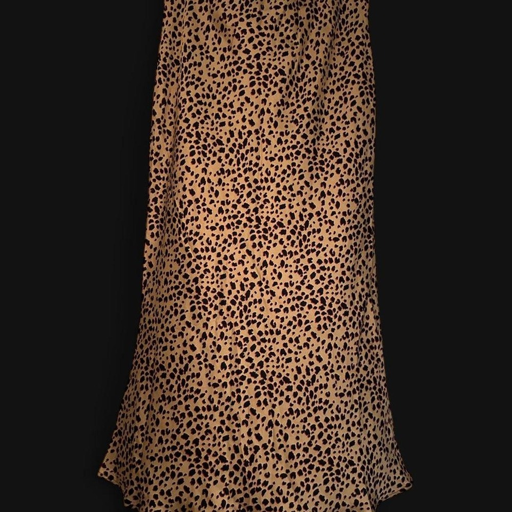 Niay Leopard Print Satin Slip Midi Maxi Skirt Women Large Elastic Waist